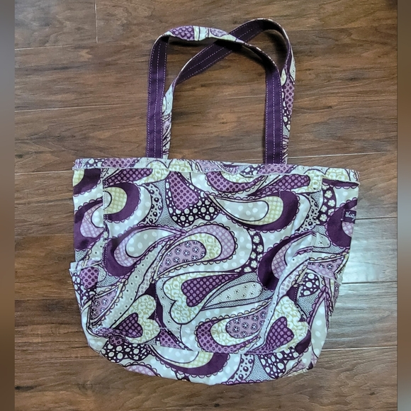 Thirty One Retro Metro Paisley Purple Canvas Tote Bag - Picture 2 of 11